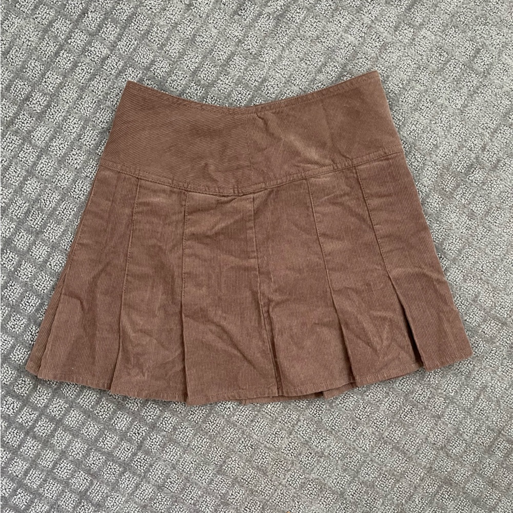 H&M mocha brown pleated mini skirt, size 2